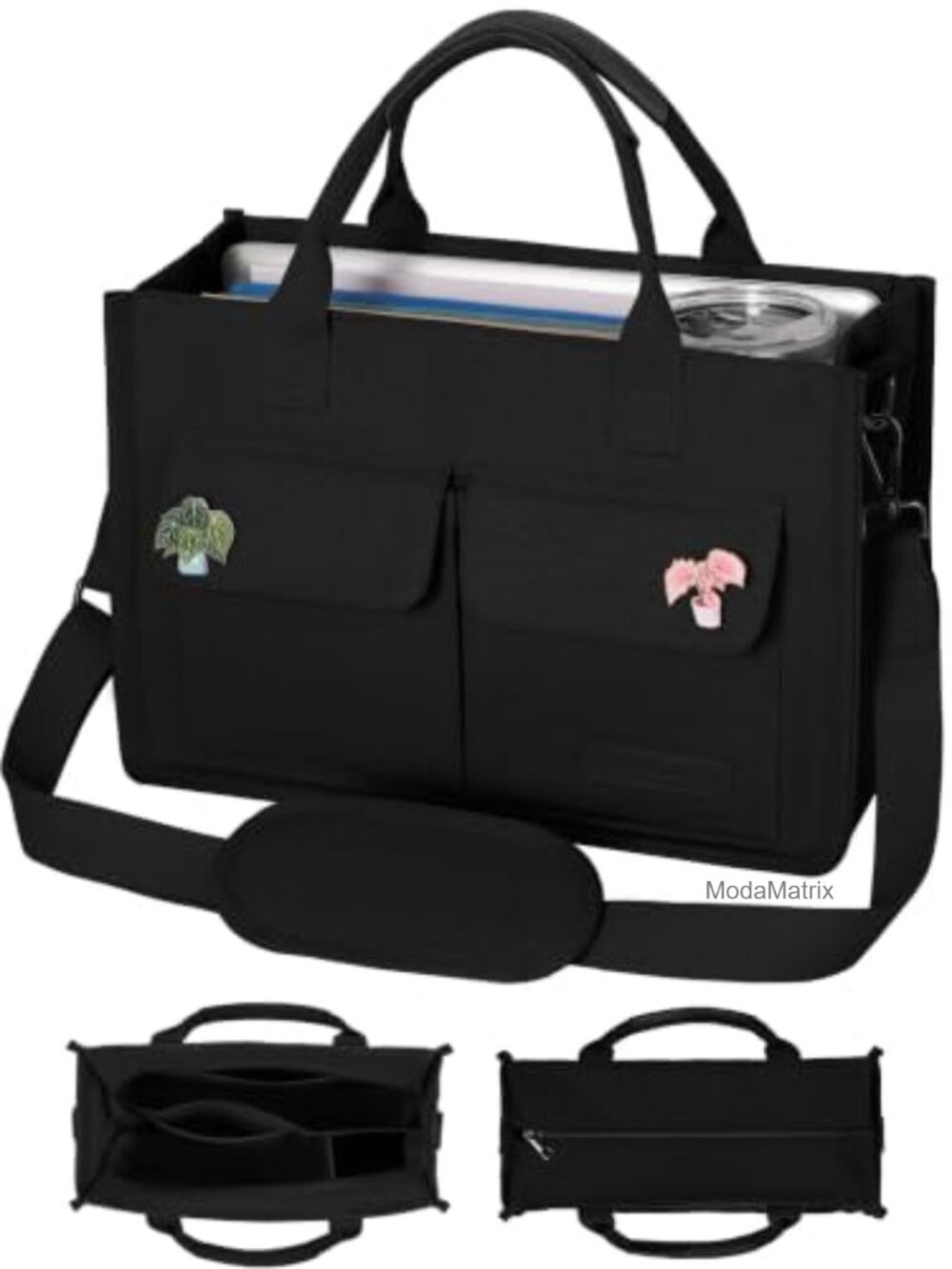 Canvas Tote Bag Work Bag with Laptop Compartment & 10 Pockets